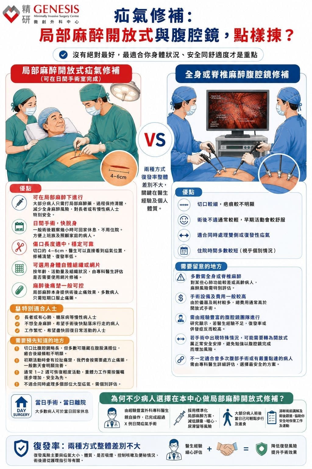 小腸氣修補手術點樣揀